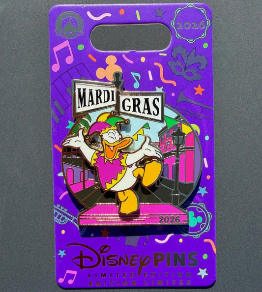 Donald Duck Mardi Gras 2026 Disney Pin