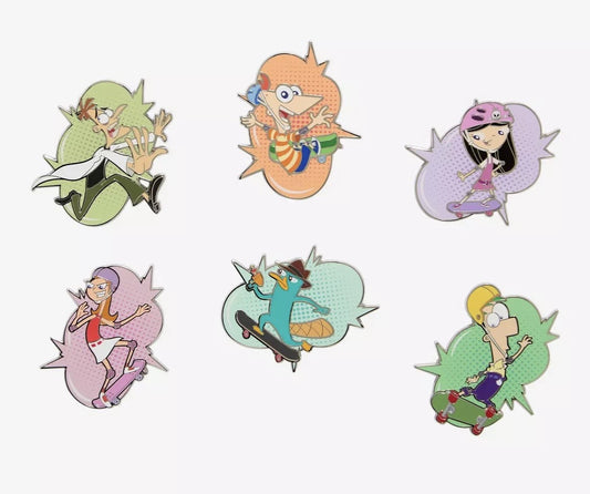 Phineas and Ferb Skateboard Blind Box Pin Set - BoxLunch