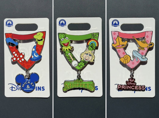 Mickey & Friends, Princess & The Muppets Lanyard Dangle Pins at Disney Parks