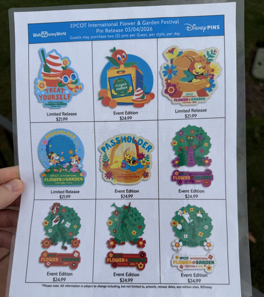 Epcot International Flower & Garden Festival 2026 Disney Pins