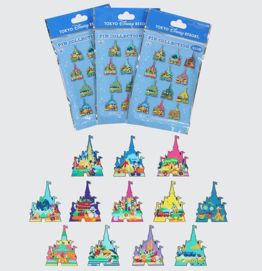 Mickey & Friends Castle Mystery Pin Set at Tokyo Disney Resort