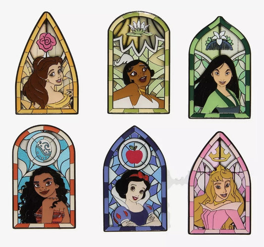 Disney Princess Stained Glass Window Blind Box Pin Set - Hot Topic
