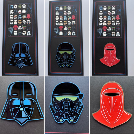 Darth Vader, Death Trooper & Imperial Royal Guard Star Wars Helmet Pins by ArtLand