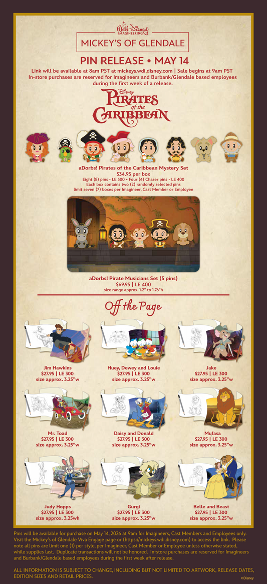 Pirates aDorbs & Off the Page WDI Pins at Mickey’s of Glendale