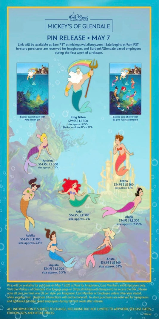 The Little Mermaid WDI Pins at Mickey’s of Glendale