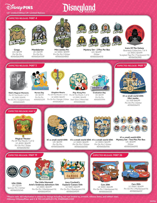May 2026 Disneyland Pin Preview