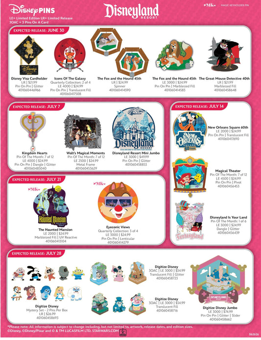 July 2026 Disneyland Pin Preview
