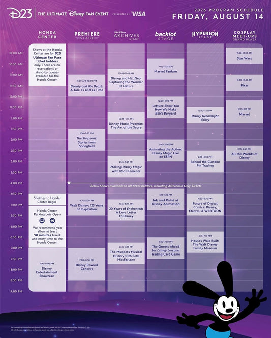 D23 2026 Program Schedule - Friday