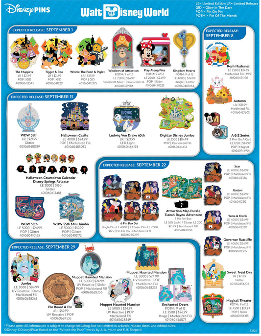 September 2026 Walt Disney World Pin Preview