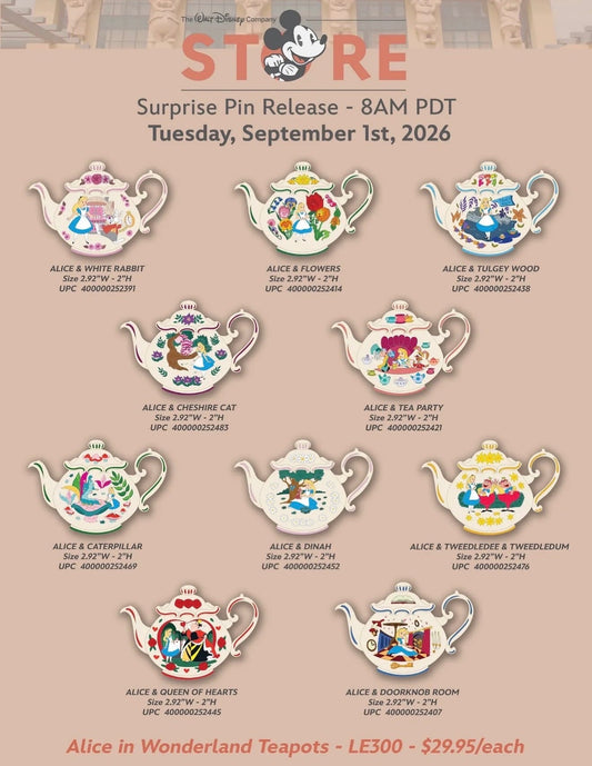 Alice in Wonderland Teapots Series Pins at The Walt Disney Company Store