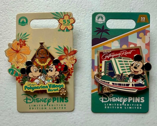 Disney's Contemporary Resort & Polynesian Village Resort 55th Anniversary Pins