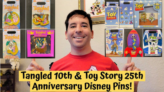 TANGLED 10th & TOY STORY 25th Anniversary Pin Releases at Disney Parks!