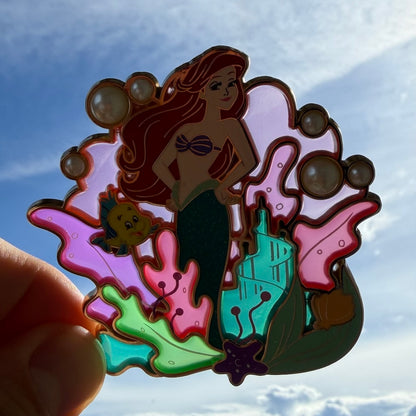 Ariel & Flounder The Little Mermaid Stained Glass Disney Pin