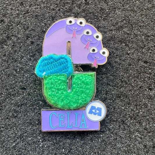 Celia Monsters Inc Letter Patches Pin