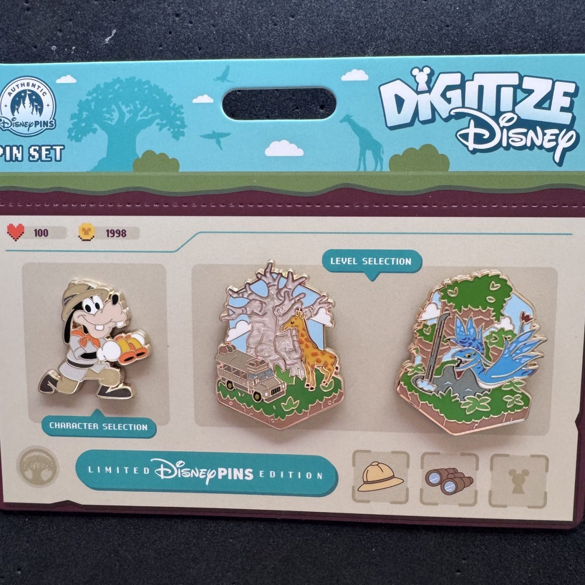 Goofy, Kilimanjaro Safaris & Pandora Digitize Disney Pin Set