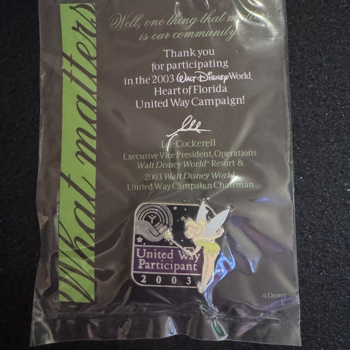 Tinker Bell United Way Participant Pin