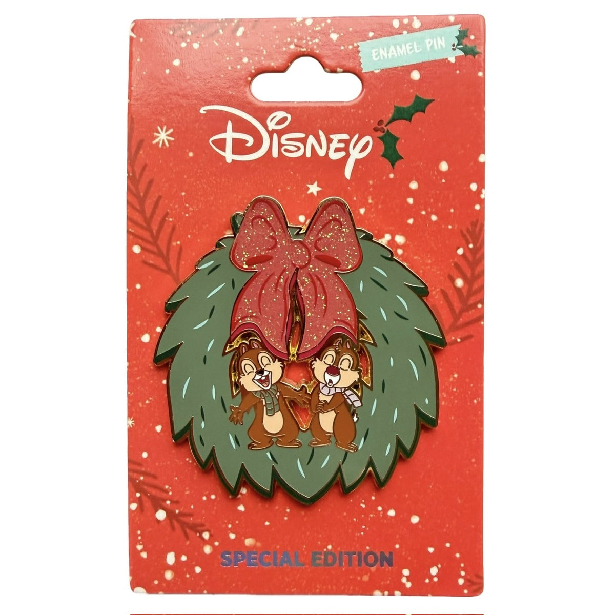 Chip n Dale Christmas Wreath Disney Pin