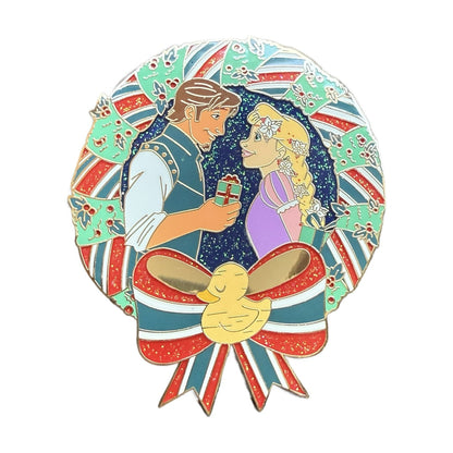 Flynn Rider & Rapunzel Tangled Christmas Wreath Pin - DPB Store
