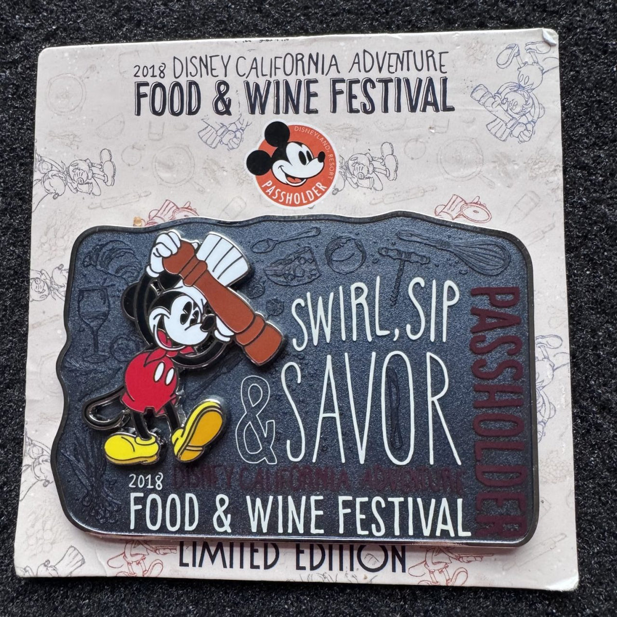 Mickey "Swirl, Sip, and Savor" Food and Wine Festival Passholder Pin
