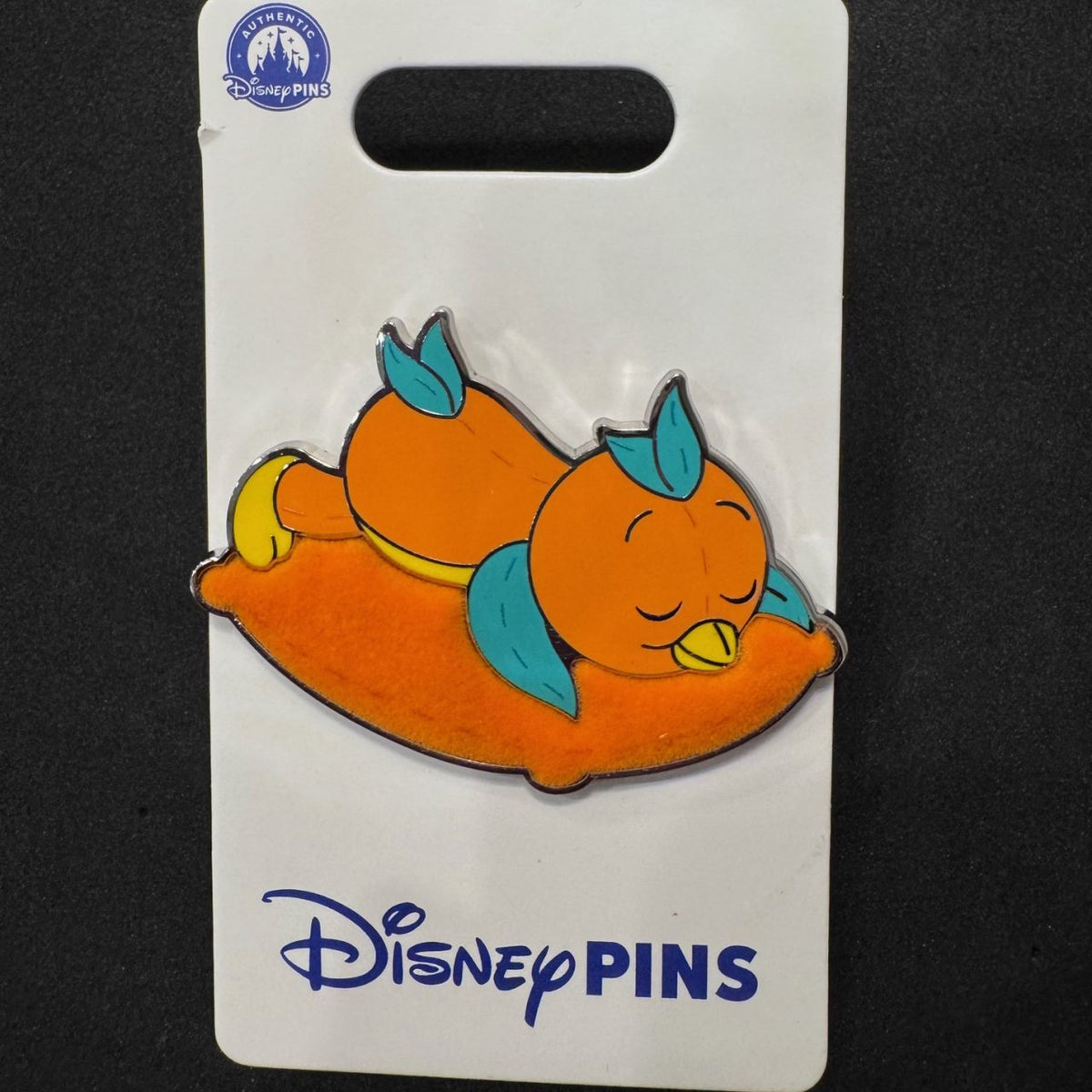 Orange Bird Sleeping on Pillow Pin