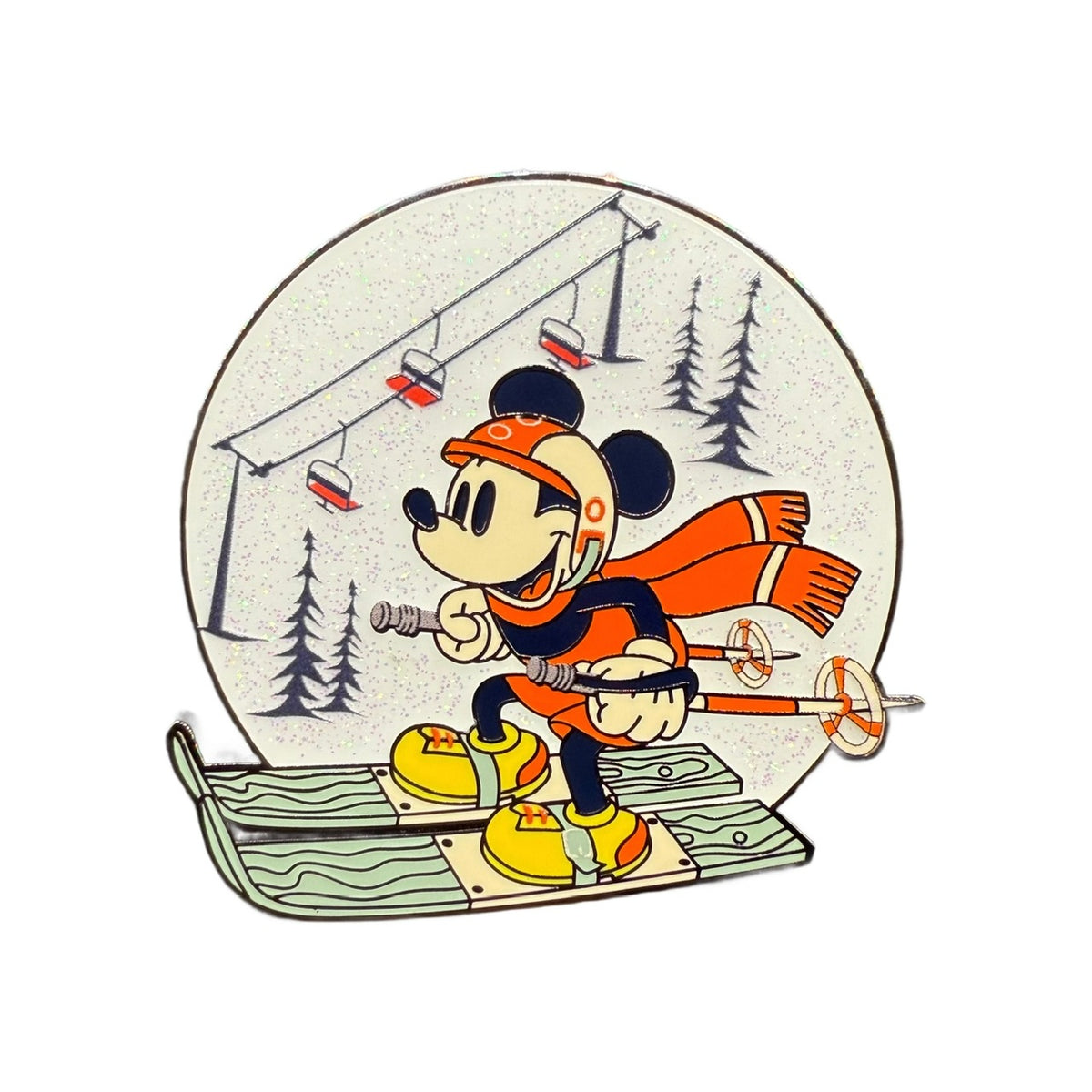 Mickey Mouse Skiing Glitter Pin - DPB Store