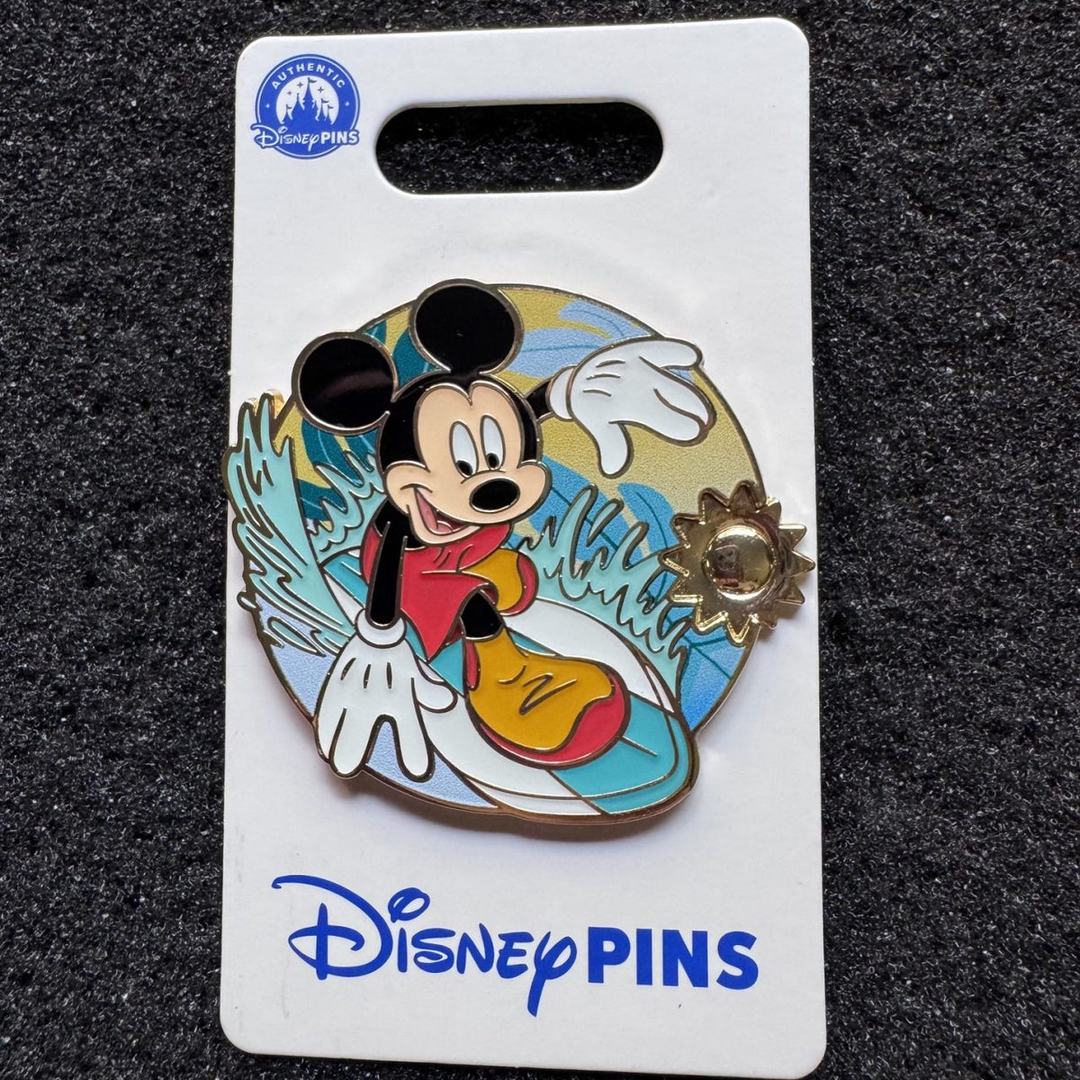Mickey Surfing Gold Weather Icon Pin