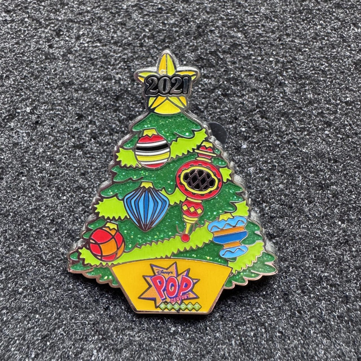 Mickey Pop Century Resort Christmas Tree Hinged Pre-Production Pin