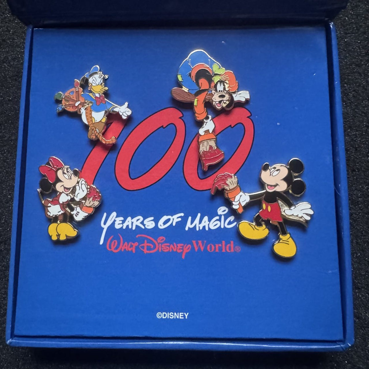 Mickey, Minnie, Goofy & Donald 100 Years of Magic 4 Piece Pin Set
