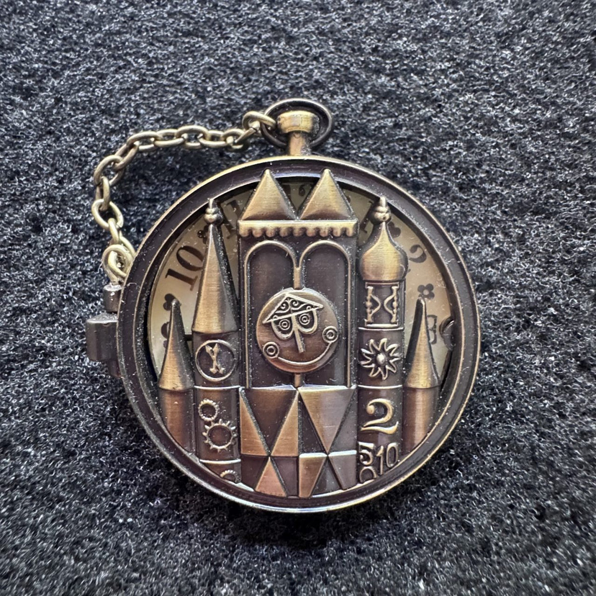 It's a Small World Stop Watch Magical Timepieces Hinged Pin