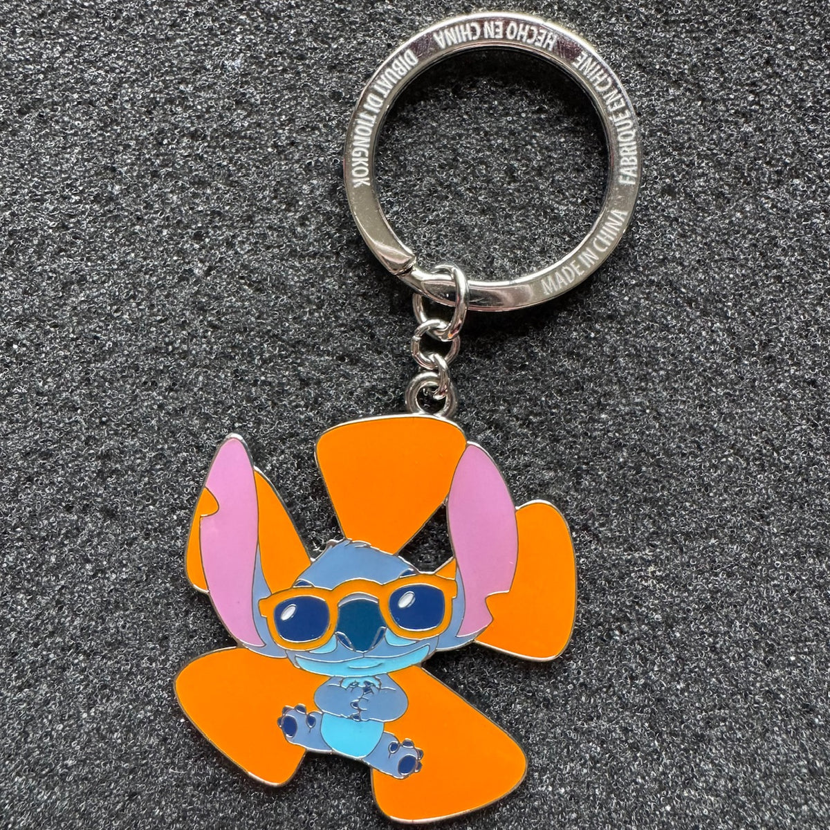 Stitch Orange Flower Keychain
