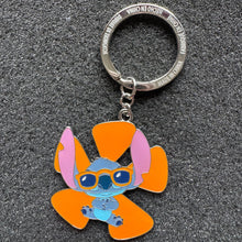 Stitch Orange Flower Keychain