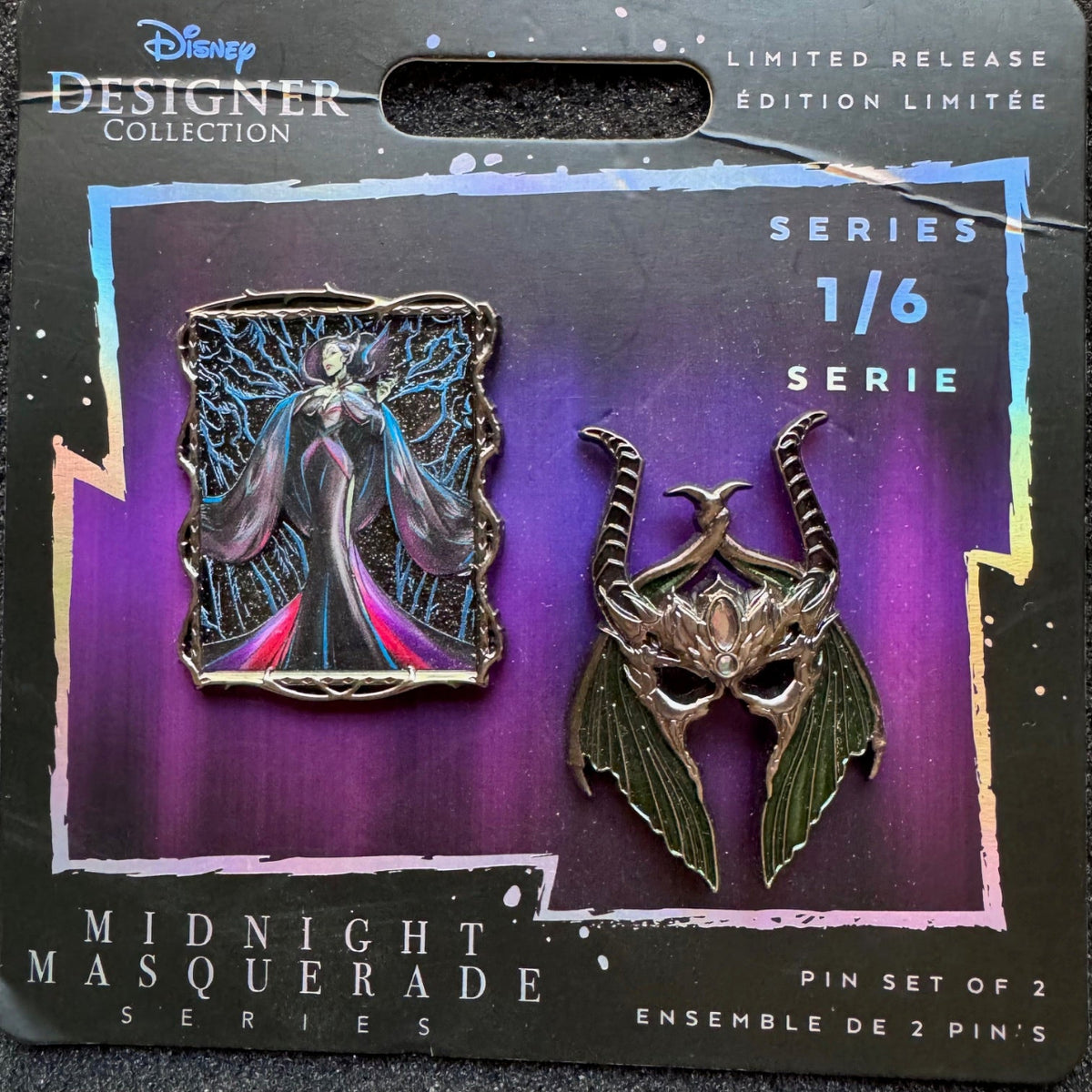 Maleficent Designer Midnight Masquerade Villains Series 1/6 Pin Set