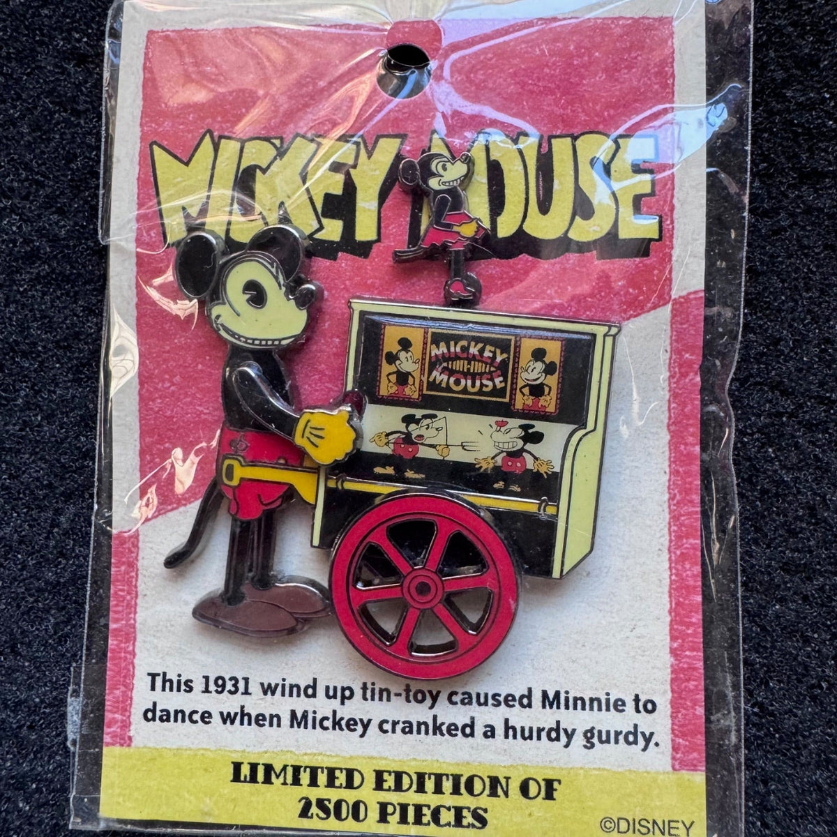 Mickey Mouse Organ Grinder Vintage Rare Pin
