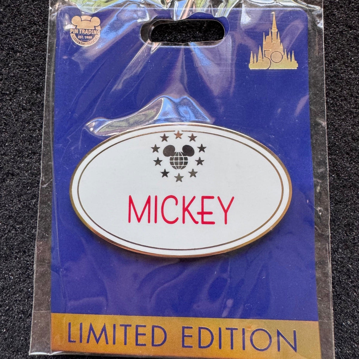 Mickey Name Tag 10th Anniversary Cast Member Exclusive WDW 50th Pin