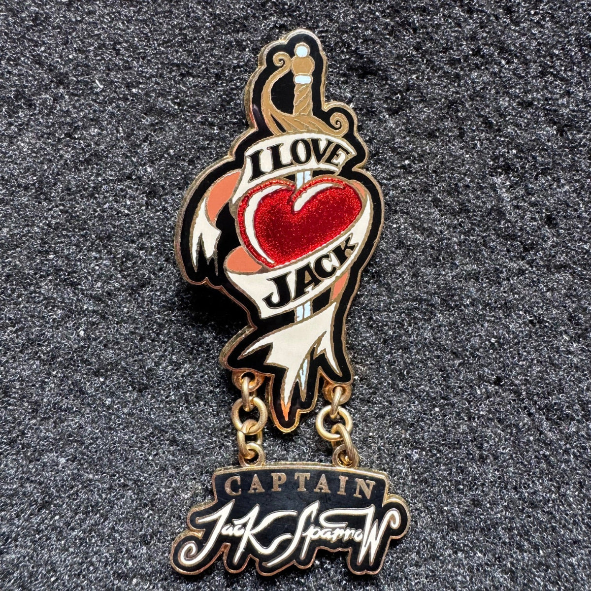 Pirates of the Caribbean "I Love Captain Jack Sparrow" Dangle Pin