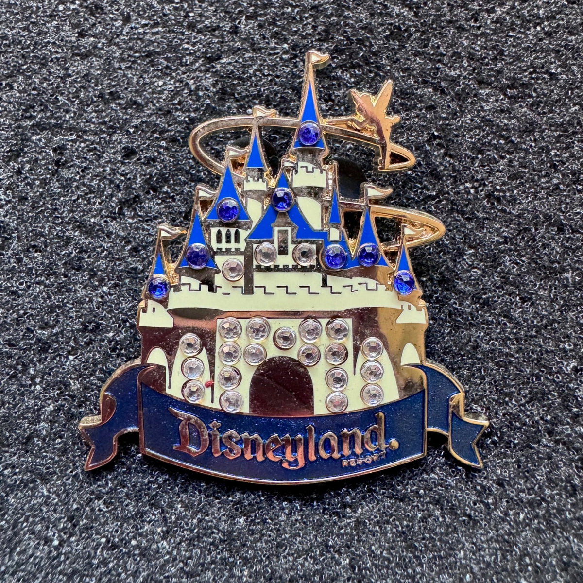 Tinker Bell Gold Jeweled Disneyland Castle Pin