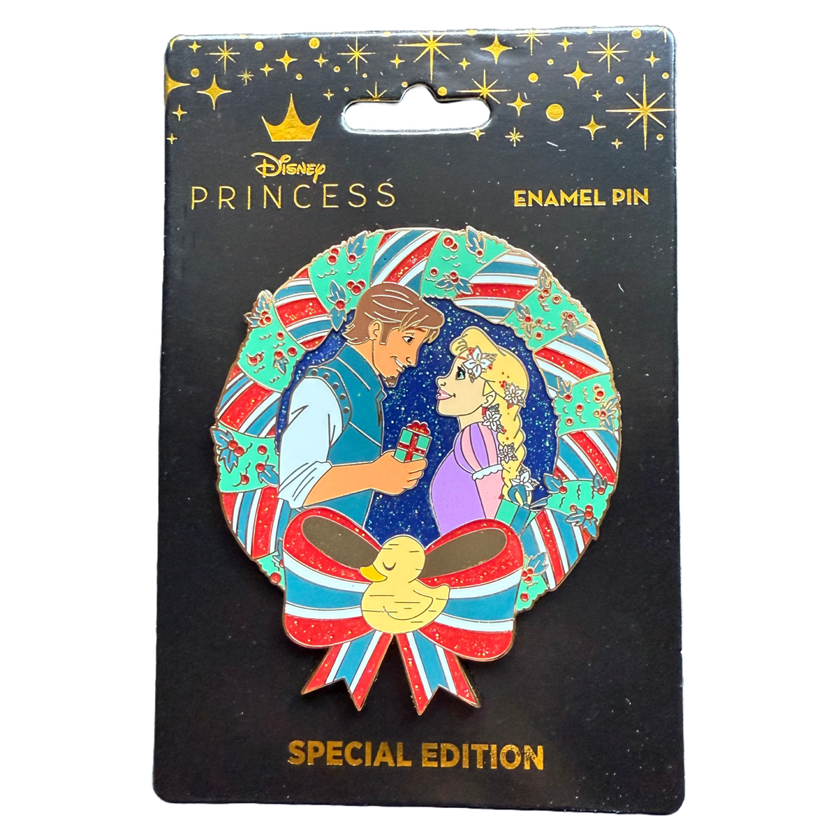 Flynn Rider & Rapunzel Tangled Christmas Wreath Disney Pin