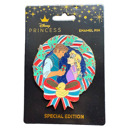 Flynn Rider & Rapunzel Tangled Christmas Wreath Disney Pin