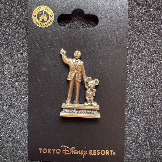 Walt & Mickey Partners Bronze Statue Pin