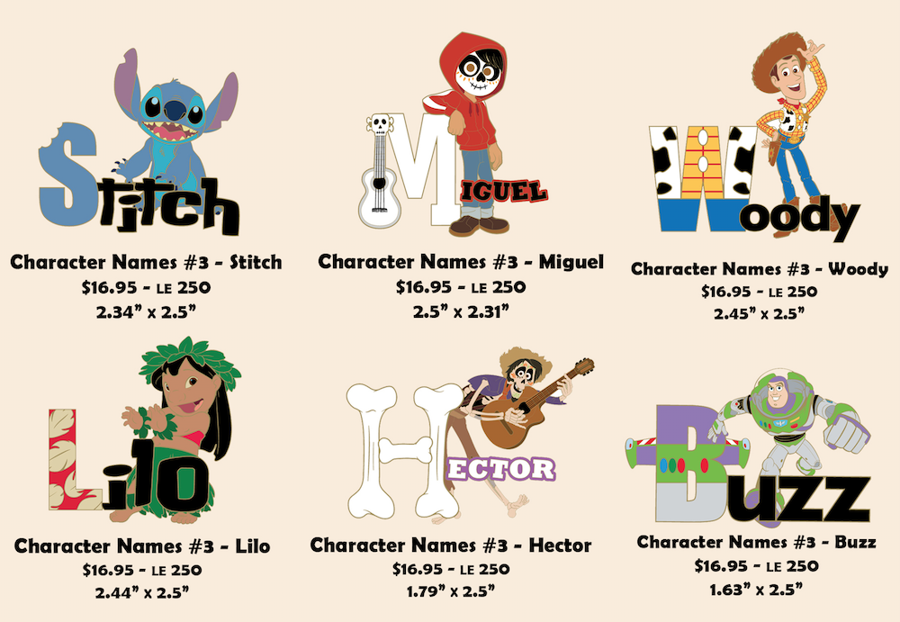 Character Names Series #3 Disney Employee Center Pins