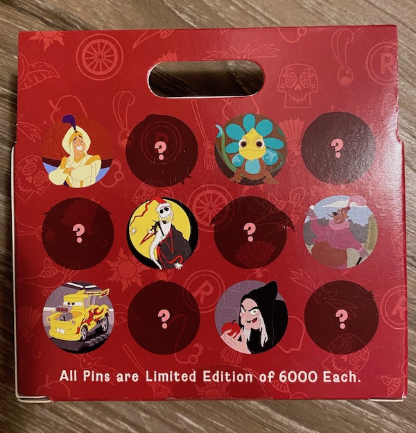 Back of Disney Disguises Series 2 Mystery Pin Set