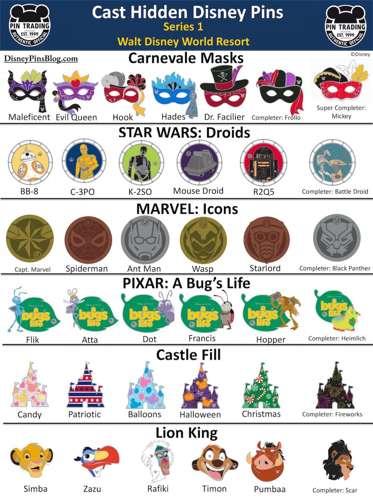 Walt Disney world 2020 Cast hidden disney pins series 1  Rare disney pins, Disney  pins sets, Disney pins trading