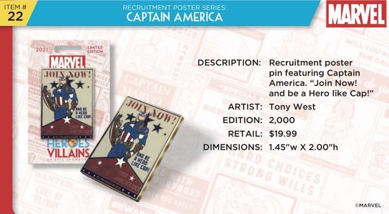Captain America Pin - Disney Heroes Vs. Villains Event