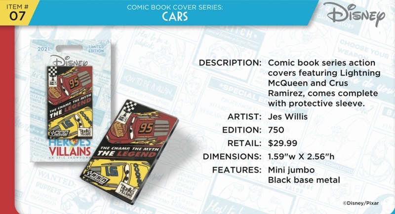 Cars Comic Book Pin - Disney Heroes Vs. Villains Event
