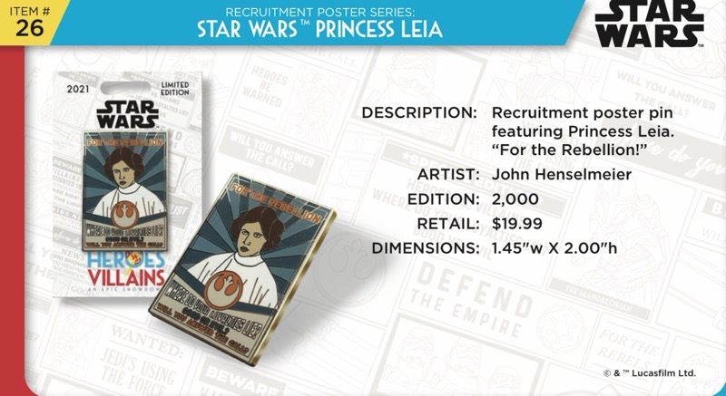 Princess Leia Pin - Disney Heroes Vs. Villains Event
