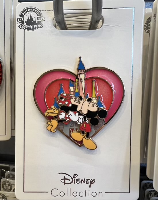 Mickey & Minnie Heart Kissing Disney Pin