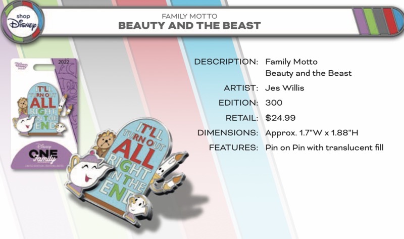 Beauty and the Beast Pin - One Family 2022 Disney Event