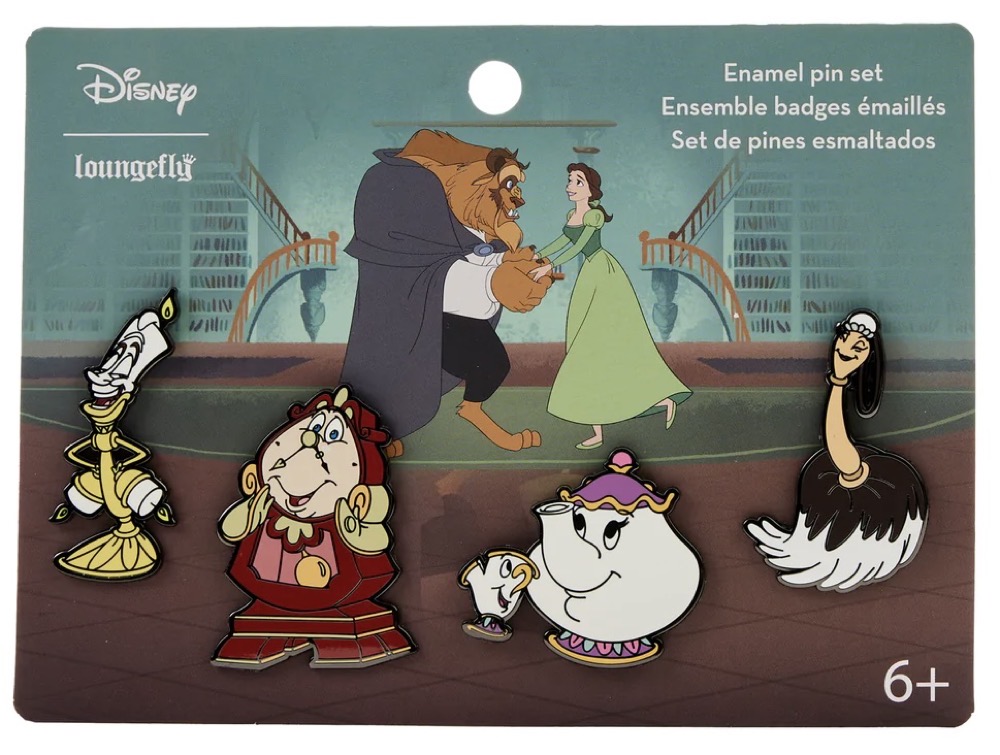 Beauty and the Beast Library Scene Loungefly Disney Pin Set