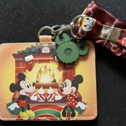 Mickey and Minnie Mouse Fireplace Cocoa Loungefly Cardholder Lanyard - Front