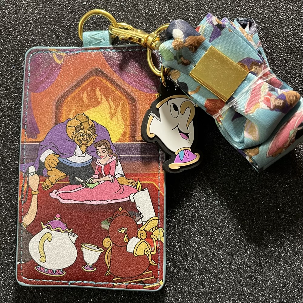 Beauty and the Beast Fireplace Scene Loungefly Cardholder Lanyard - Front